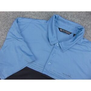 Travis Mathew Polo Shirt Mens XL Blue Black Colorblock Golf Performance Sporty
